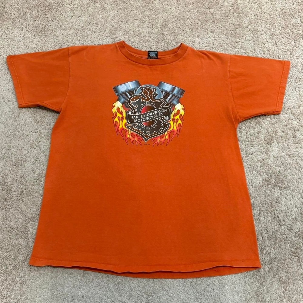 Vintage 2001 Harley Davidson T-Shirt Men's XL Orange Mile High Colorado